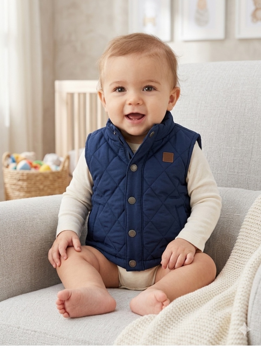 Janie and Jack Navy Quilted Vest